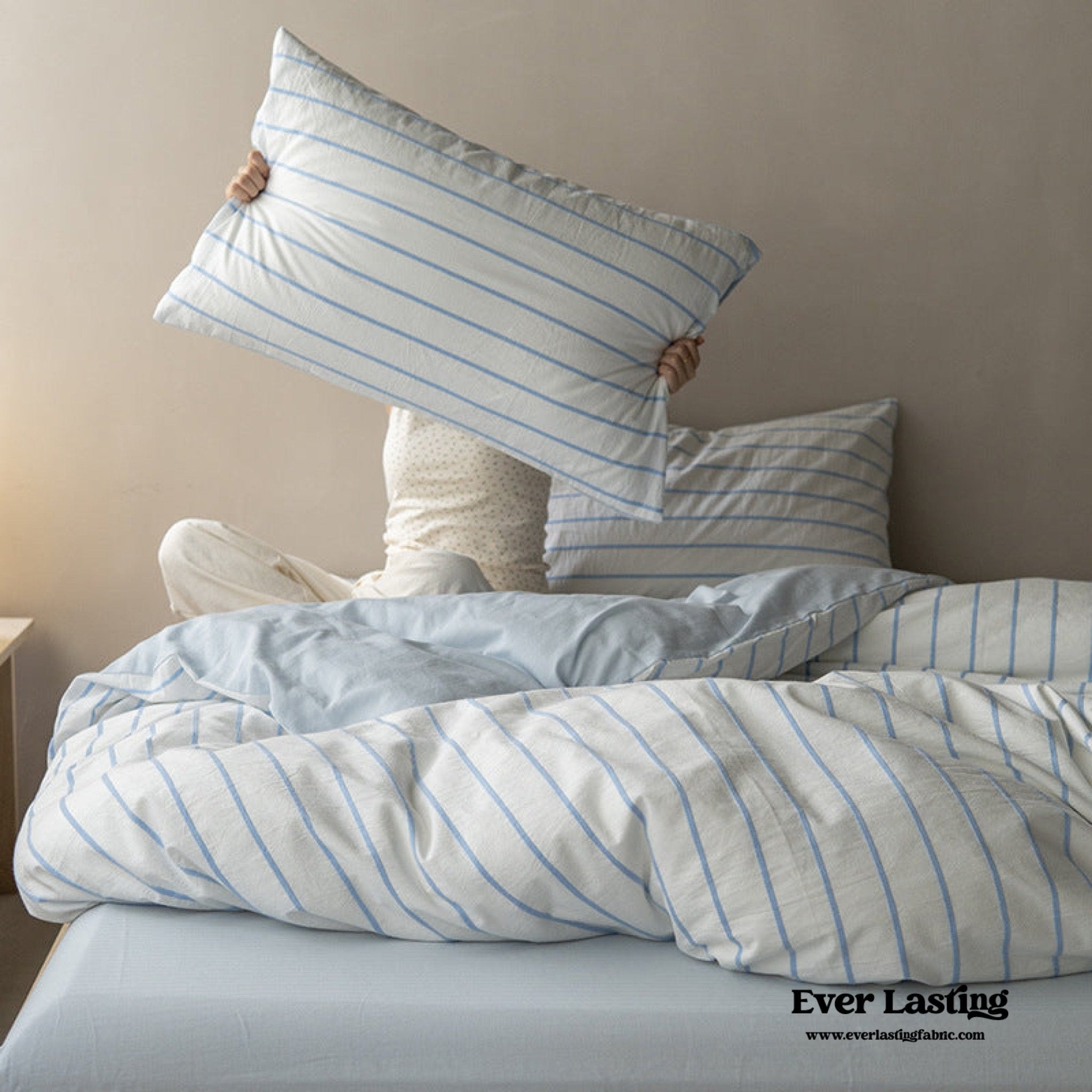 Skye Refreshing Striped Bedding Set / Blue - Ever Lasting
