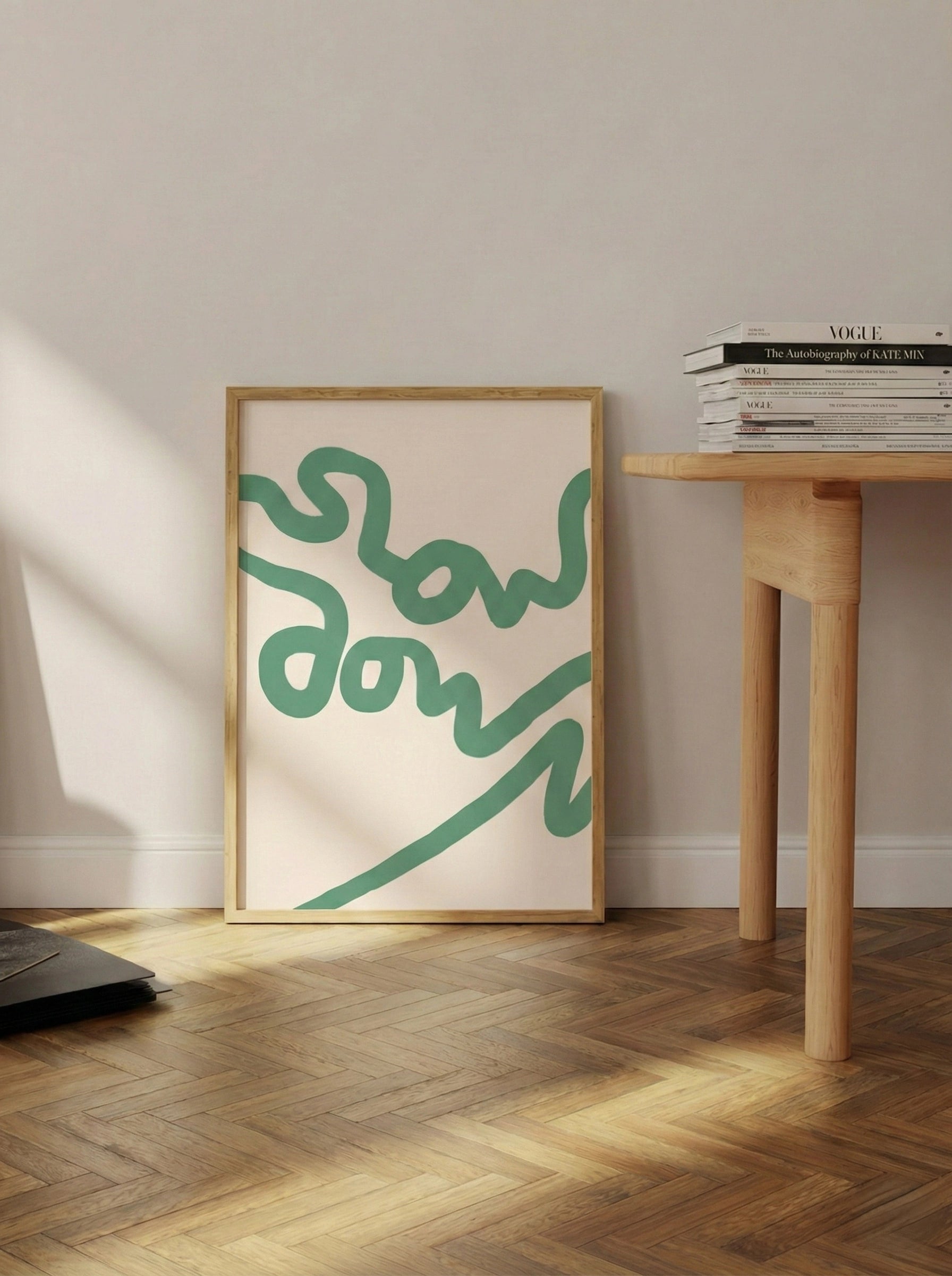  - Ever Lasting - Slow Down - Abstract Handwritten Typography Wall Art in Sage Green - Ever Lasting