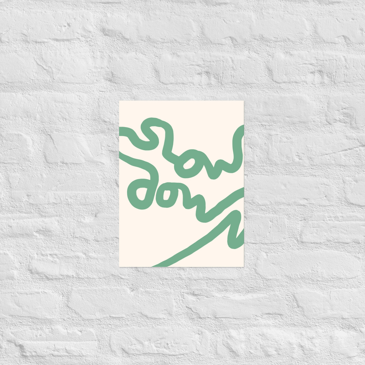 Slow Down - Abstract Handwritten Typography Wall Art in Sage Green