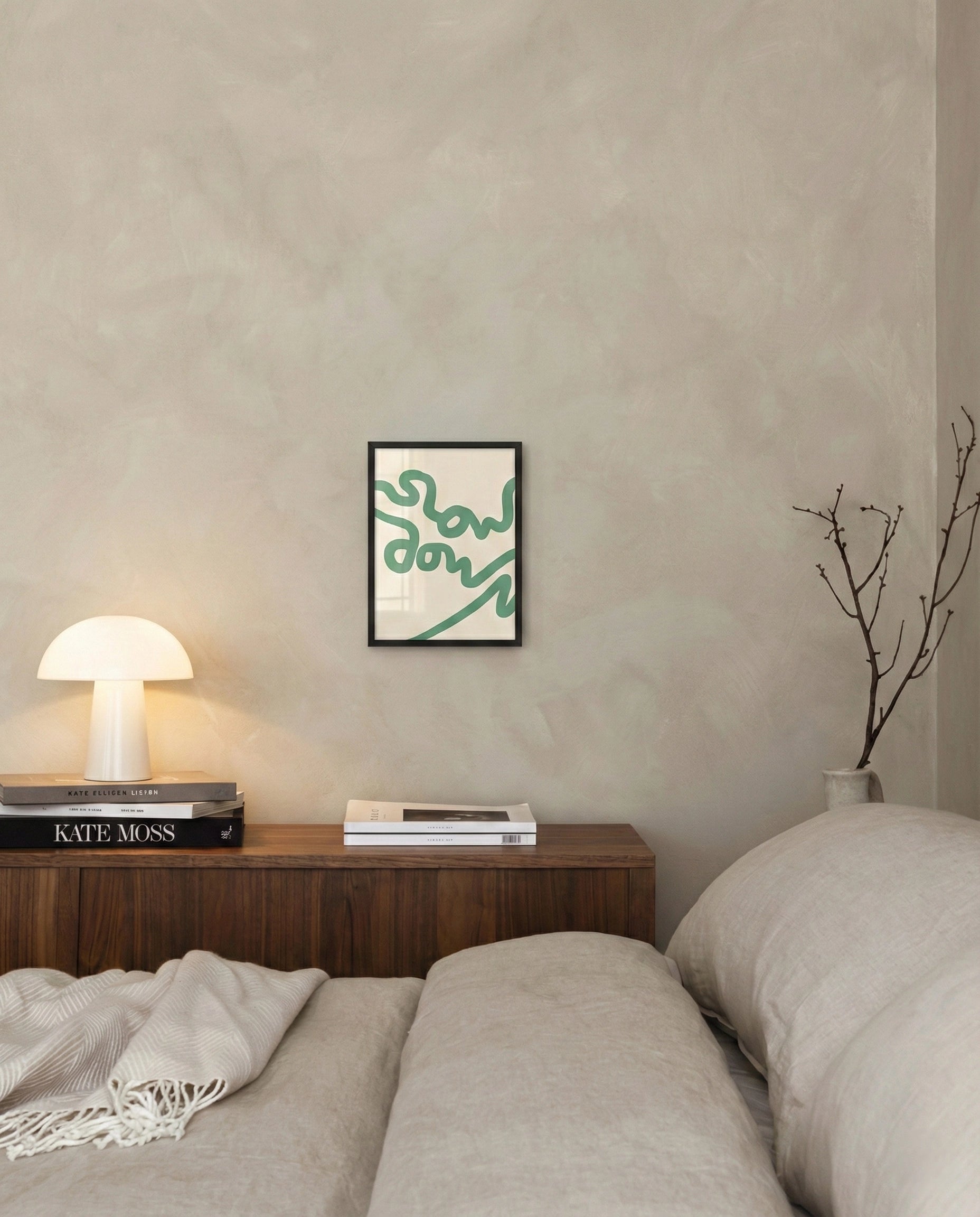  - Ever Lasting - Slow Down - Abstract Handwritten Typography Wall Art in Sage Green - Ever Lasting
