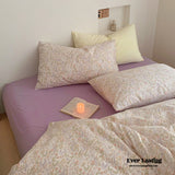 Small Floral Cotton Bedding Set / Orange + Yellow