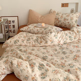 Small Floral Cotton Bedding Set Cream + Burnt Orange / Flat