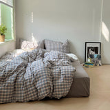 Soft Blend Plaid Bedding Set / Blue Dark Gray Small Fitted