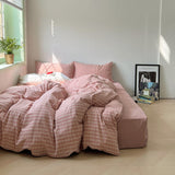 Soft Blend Plaid Bedding Set / Blue Pink Small Fitted