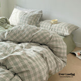 Soft Blend Plaid Bedding Set / Green