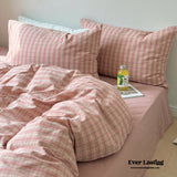Soft Blend Plaid Bedding Set / Pink