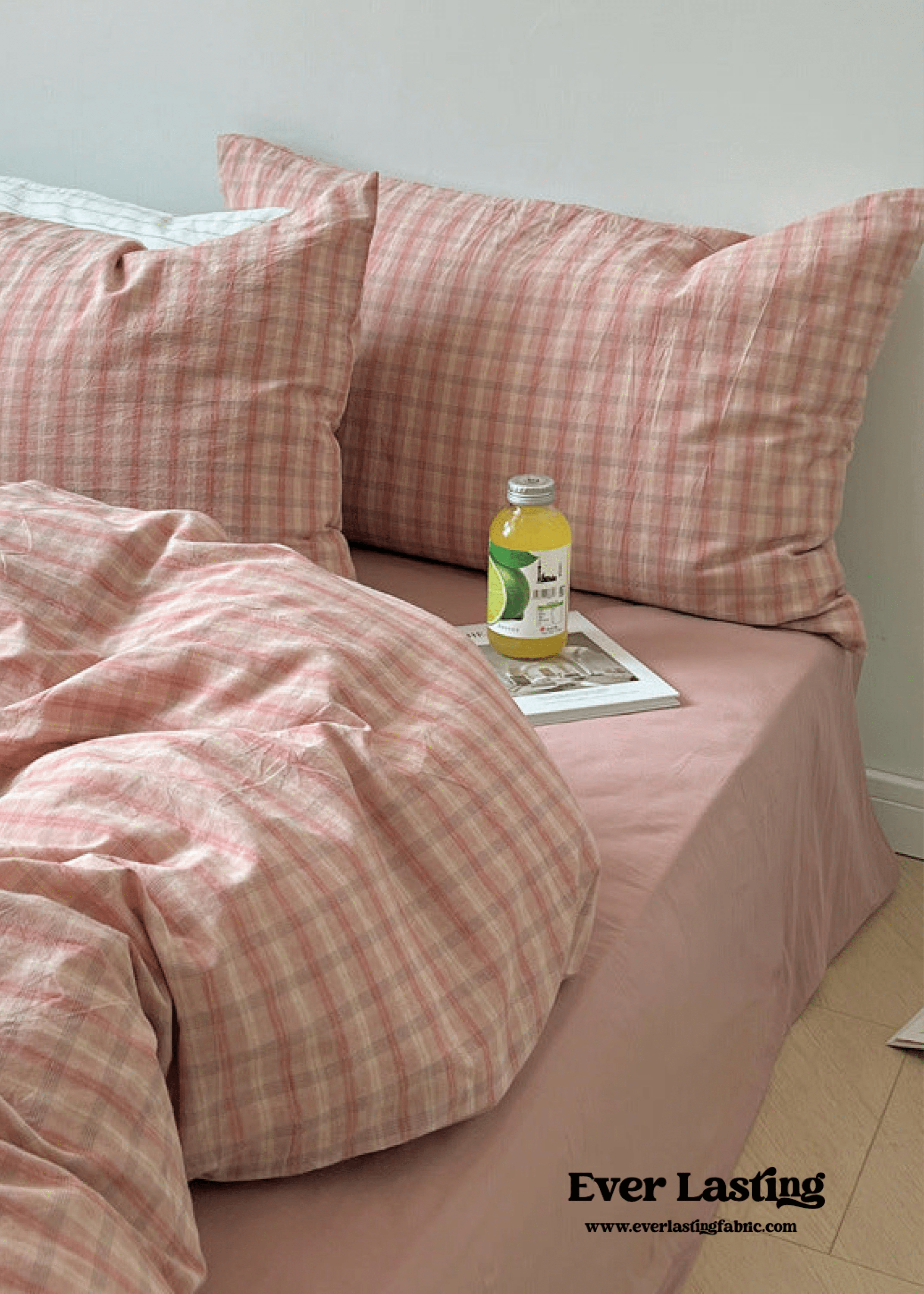  - Ever Lasting - Soft Blend Plaid Bedding Set / Pink - Bedding Set - Ever Lasting