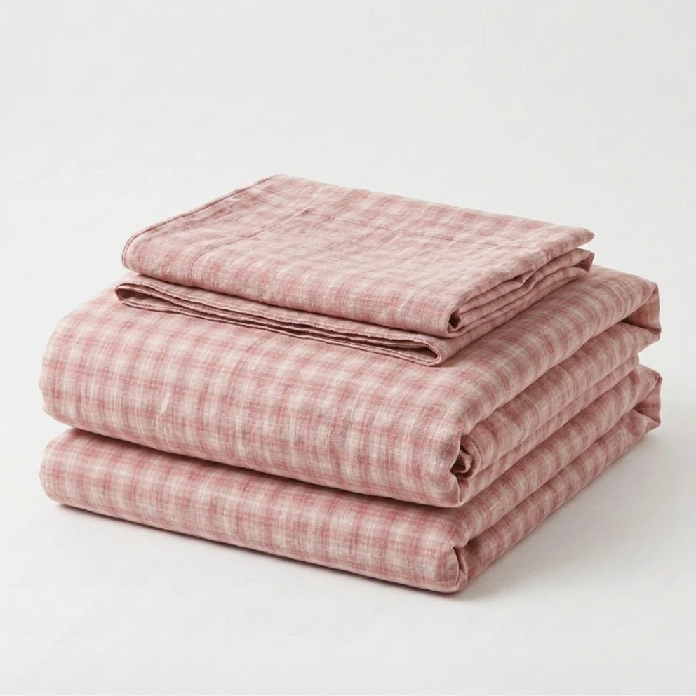  - Ever Lasting - Soft Blend Plaid Bedding Set / Pink - Bedding Set - Ever Lasting