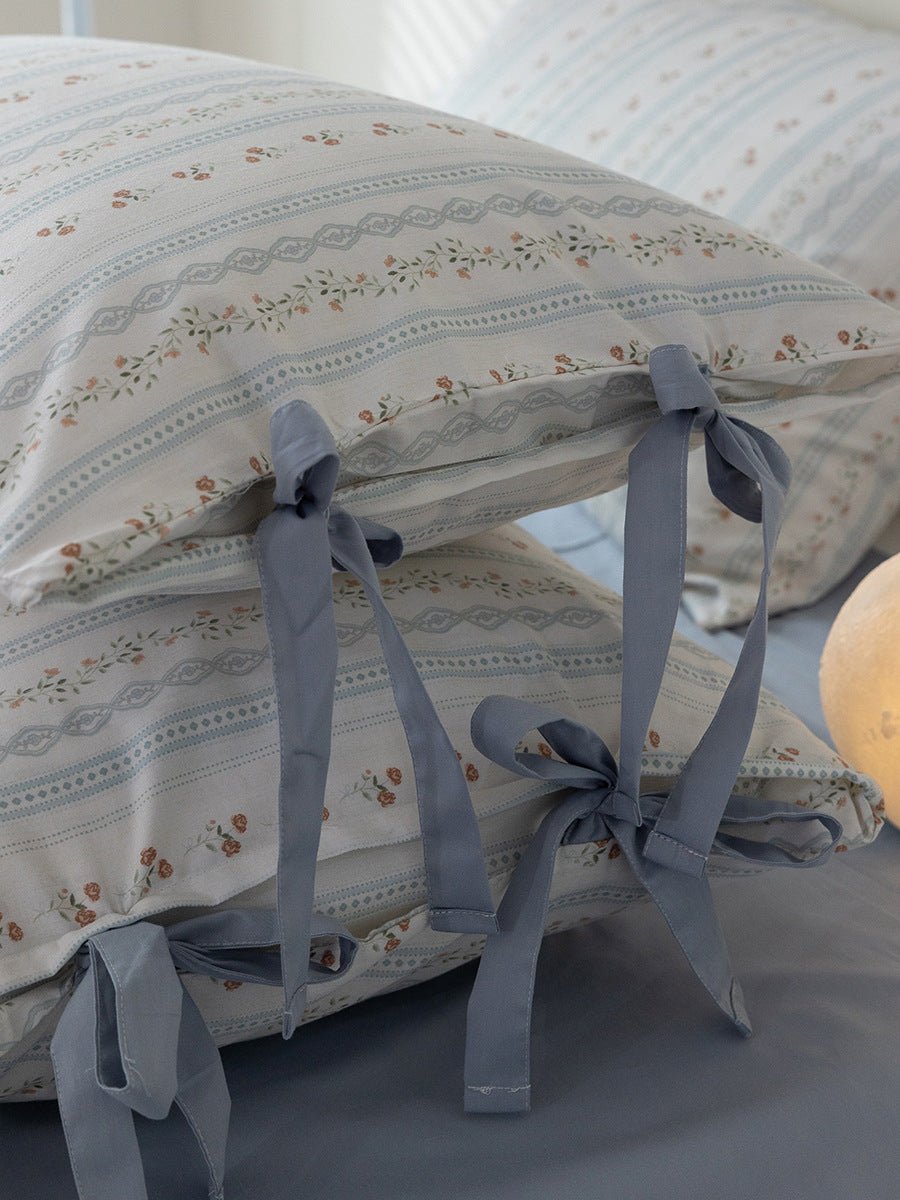  - Ever Lasting - Soft Cottage Blue Ribbon Bedding Set / Blue - Bedding Set - Ever Lasting