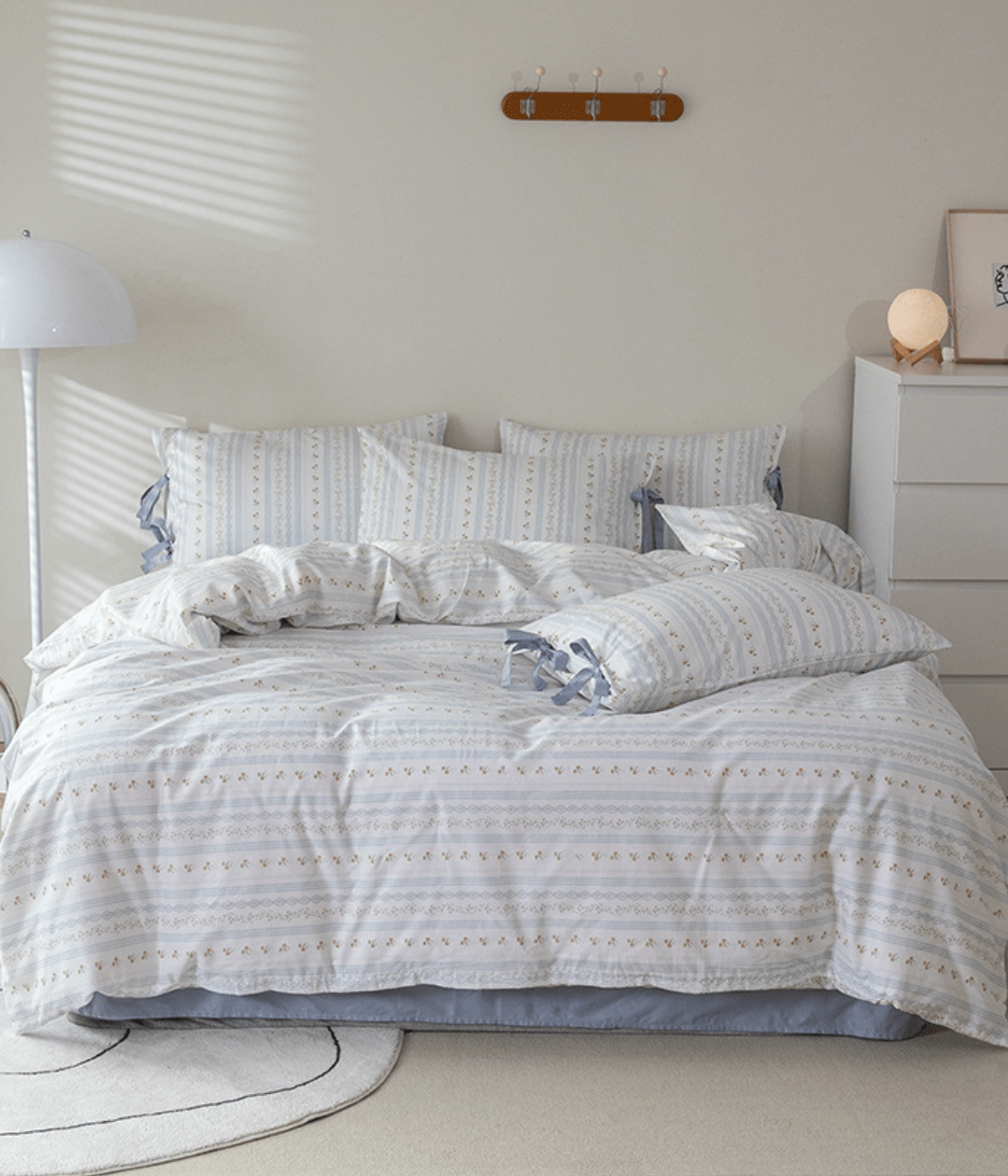  - Ever Lasting - Soft Cottage Blue Ribbon Bedding Set / Blue - Bedding Set - Ever Lasting