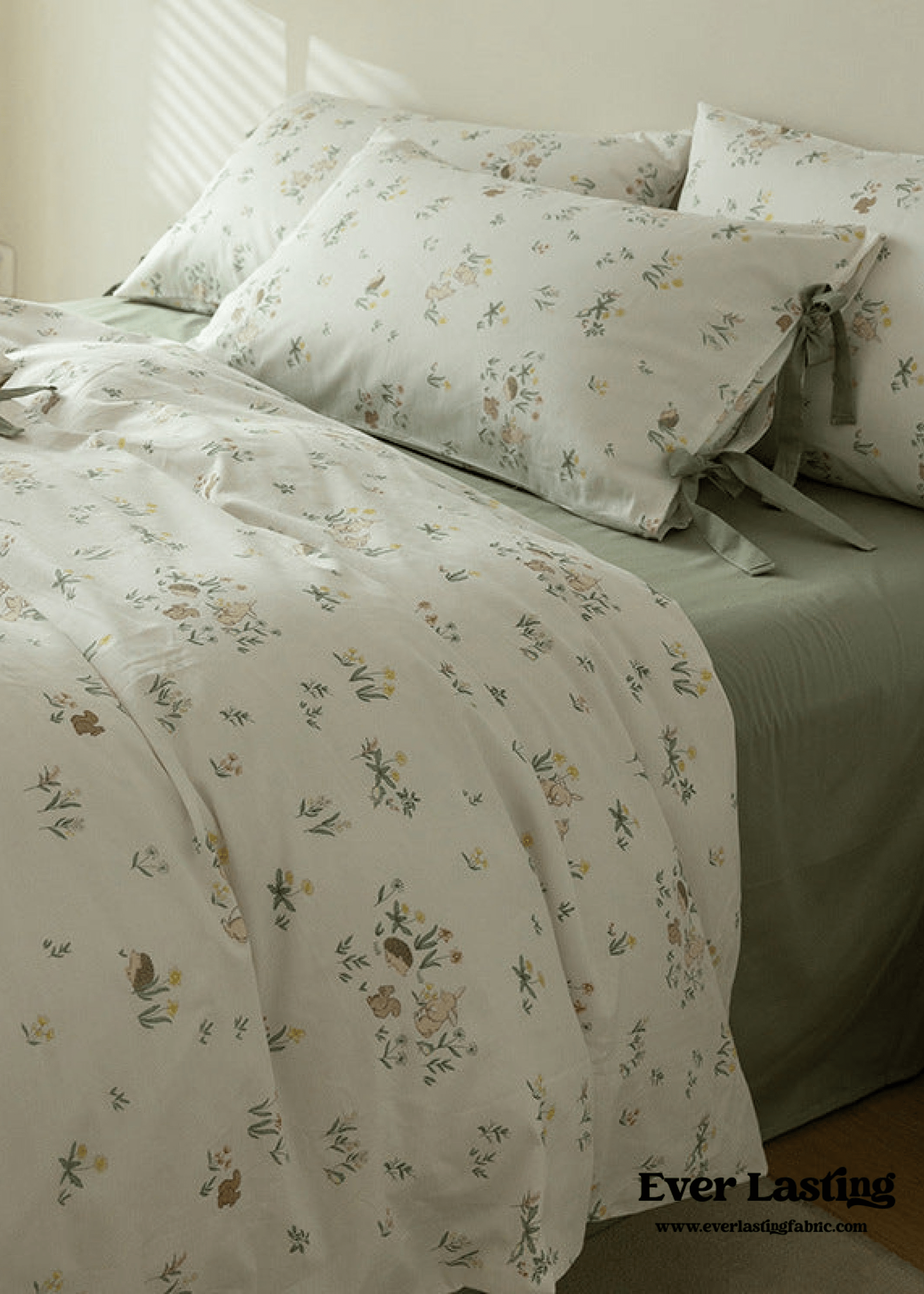  - Ever Lasting - Soft Cottage Blue Ribbon Bedding Set / Blue - Bedding Set - Ever Lasting