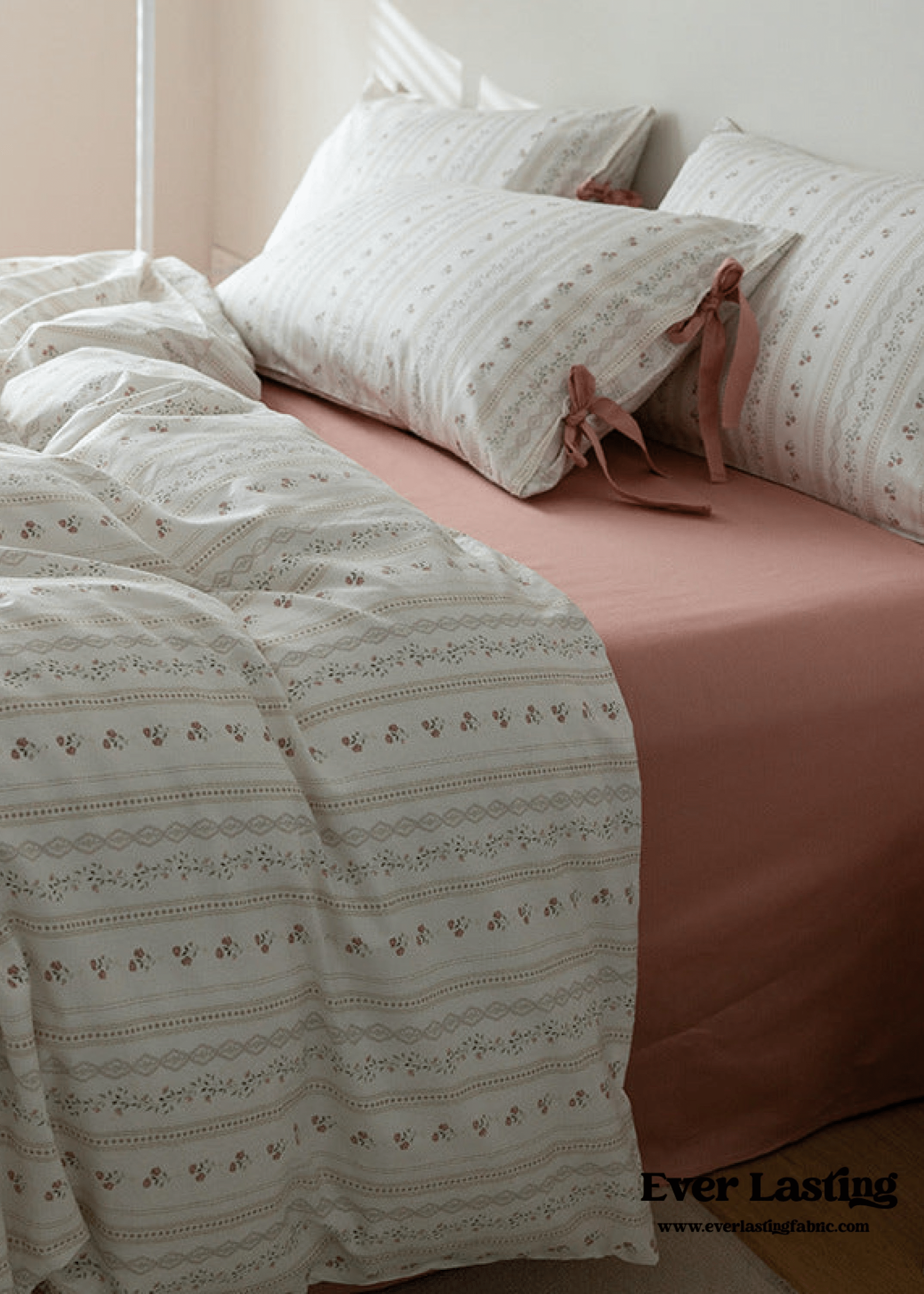  - Ever Lasting - Soft Cottage Blue Ribbon Bedding Set / Blue - Bedding Set - Ever Lasting