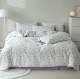 Soft Cottage Blue Ribbon Bedding Set / Purple Small Fitted