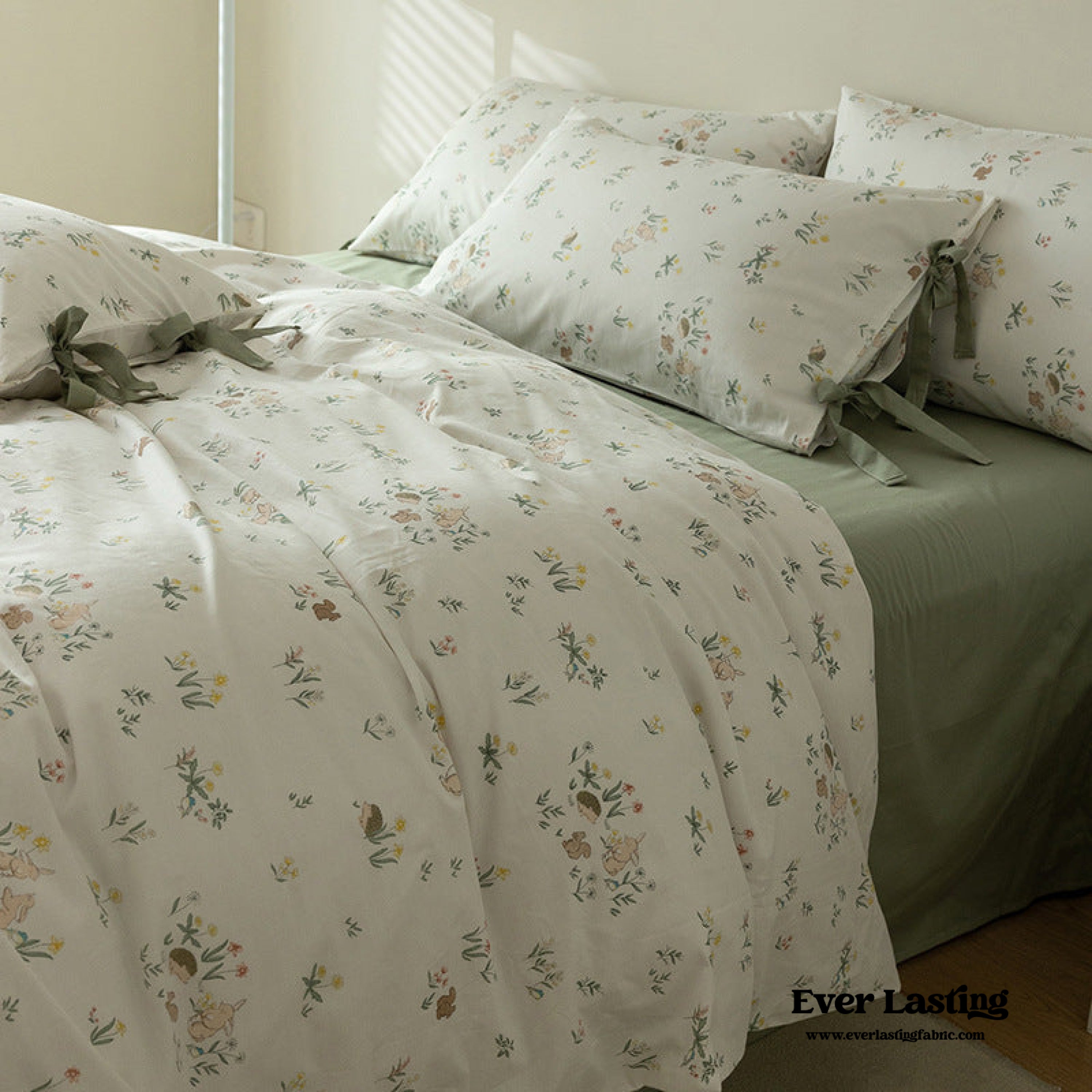 Soft Cottage Ribbon Bedding Set / Green