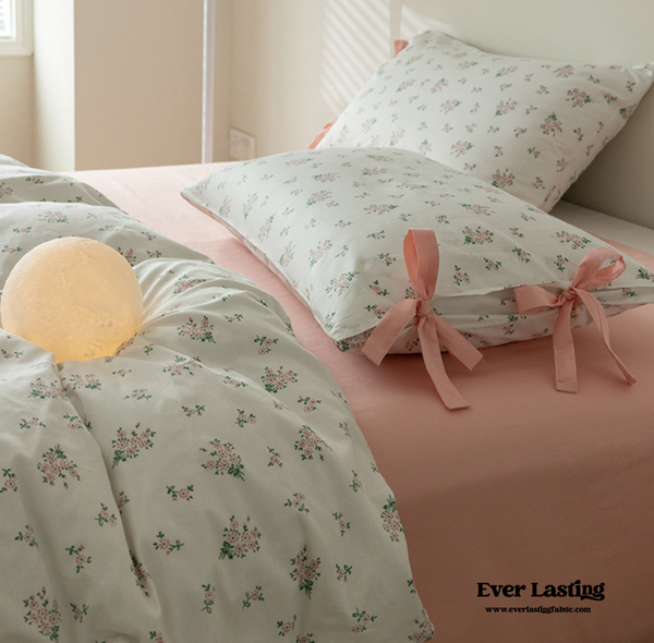 Soft Cottage Ribbon Bedding Set / Peach
