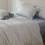 Soft Cottage Ribbon Bedding Set / Rust Pink Blue Small Fitted