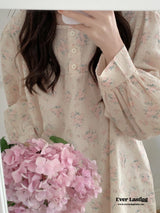 Soft Floral Pink Pajama Dress Set Pajamas