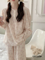 Soft Floral Pink Pajama Dress Set Pajamas