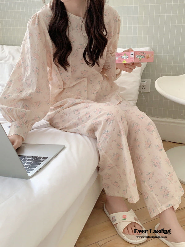 Soft Floral Pink Pajama Pants Set Pajamas