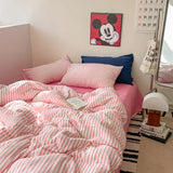 Soft Jacquard Bedding Set / Pastel Blue Pink Medium Fitted