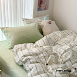 Soft Plaid Bedding Set / Cream Green