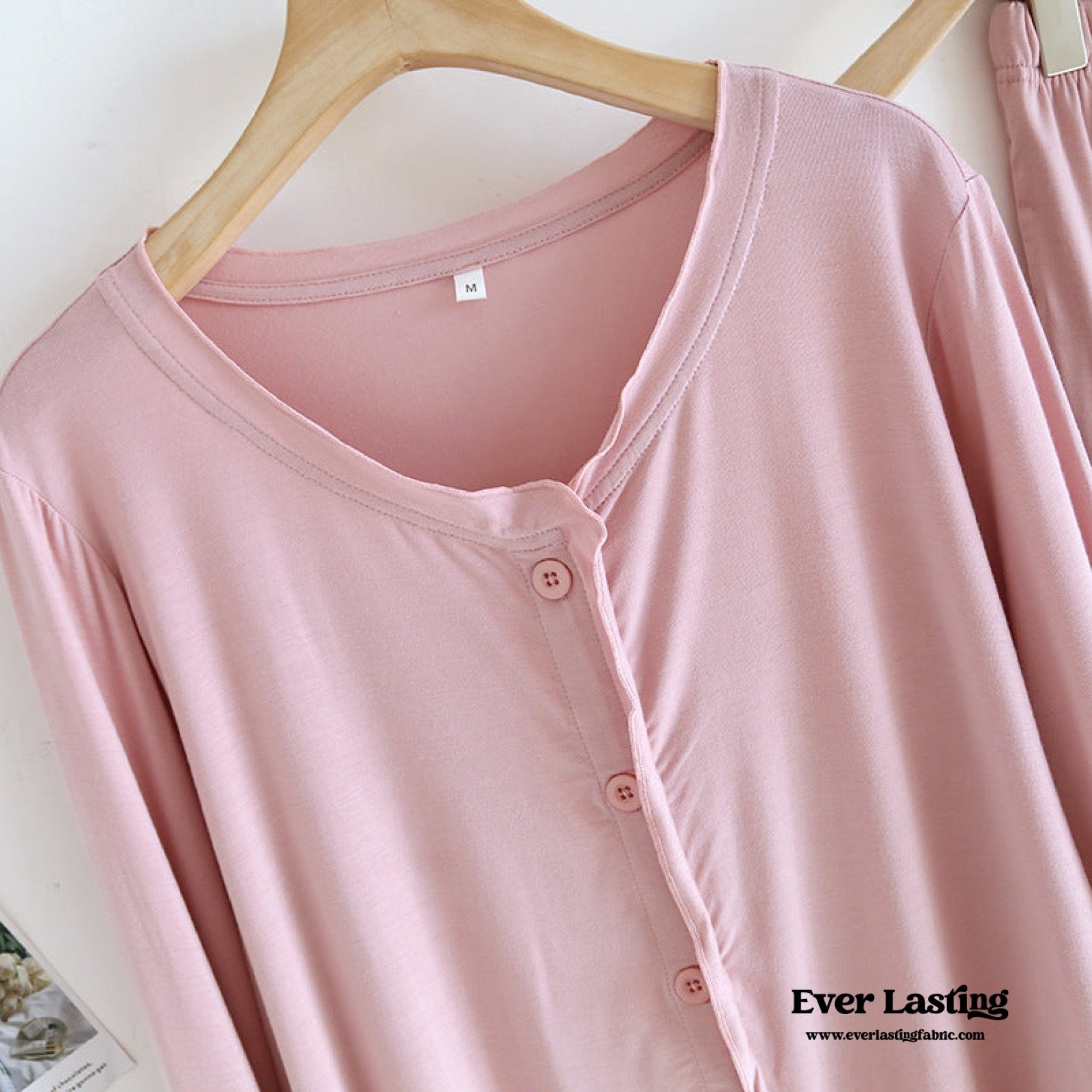 Solid Ruffle V Tank and Long Pants with Cardigan Modal Pajama Set - Ever Lasting