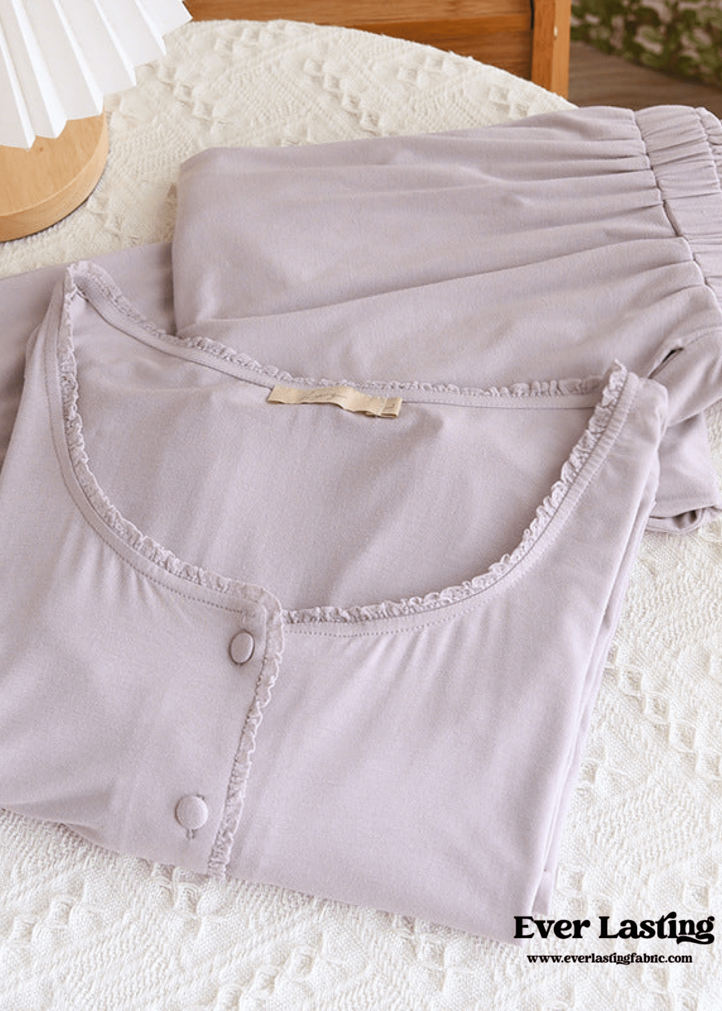 Solid Tank and Long Pants with Cardigan Pajama Set / Purple - Ever Lasting