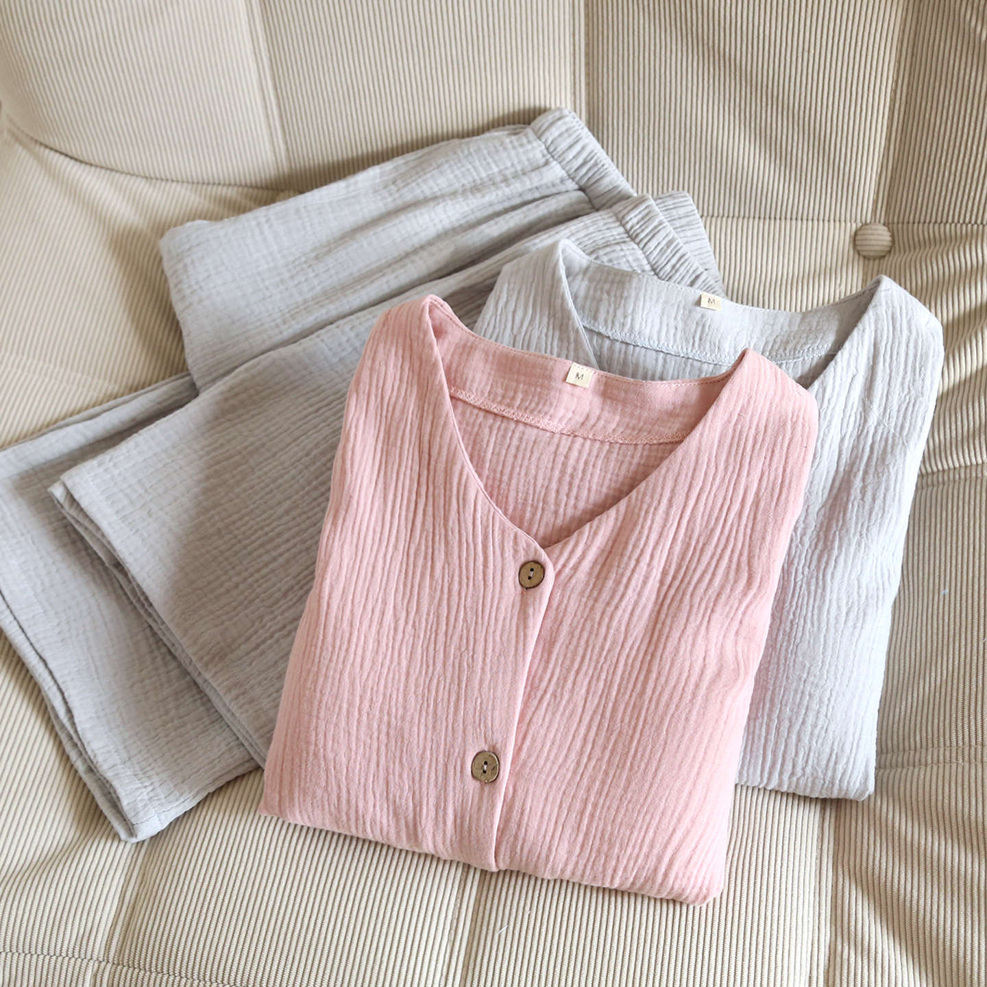 -Ever Lasting - Somnia Shorts & Long-Pant V-Neck Pajama Set / Pink -Pajamas -Ever Lasting