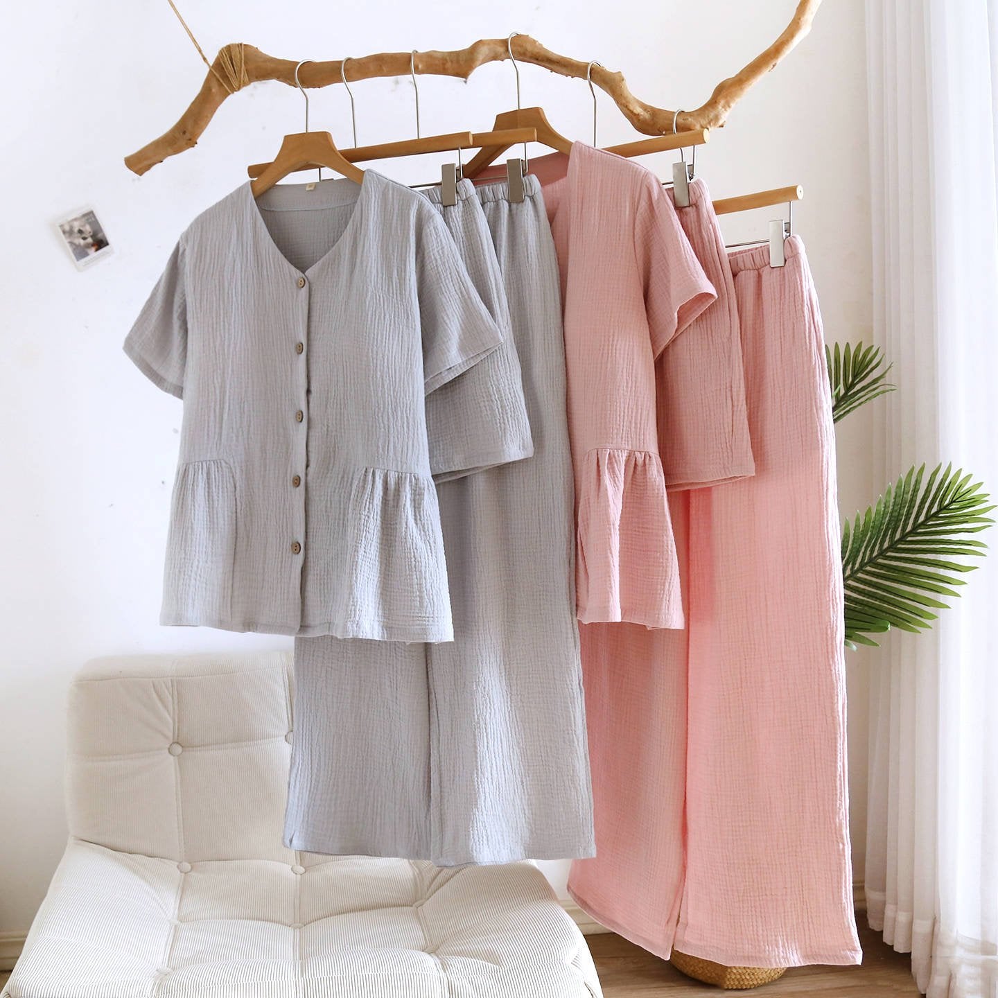 -Ever Lasting - Somnia Shorts & Long-Pant V-Neck Pajama Set / Pink -Pajamas -Ever Lasting