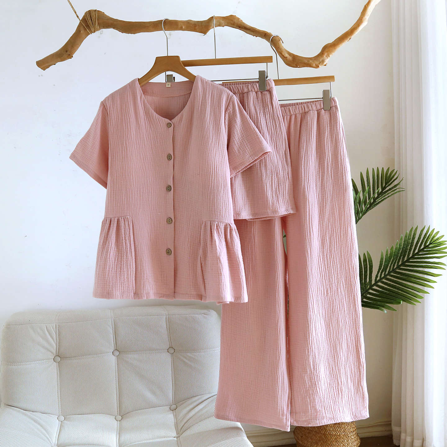 -Ever Lasting - Somnia Shorts & Long-Pant V-Neck Pajama Set / Pink -Pajamas -Ever Lasting