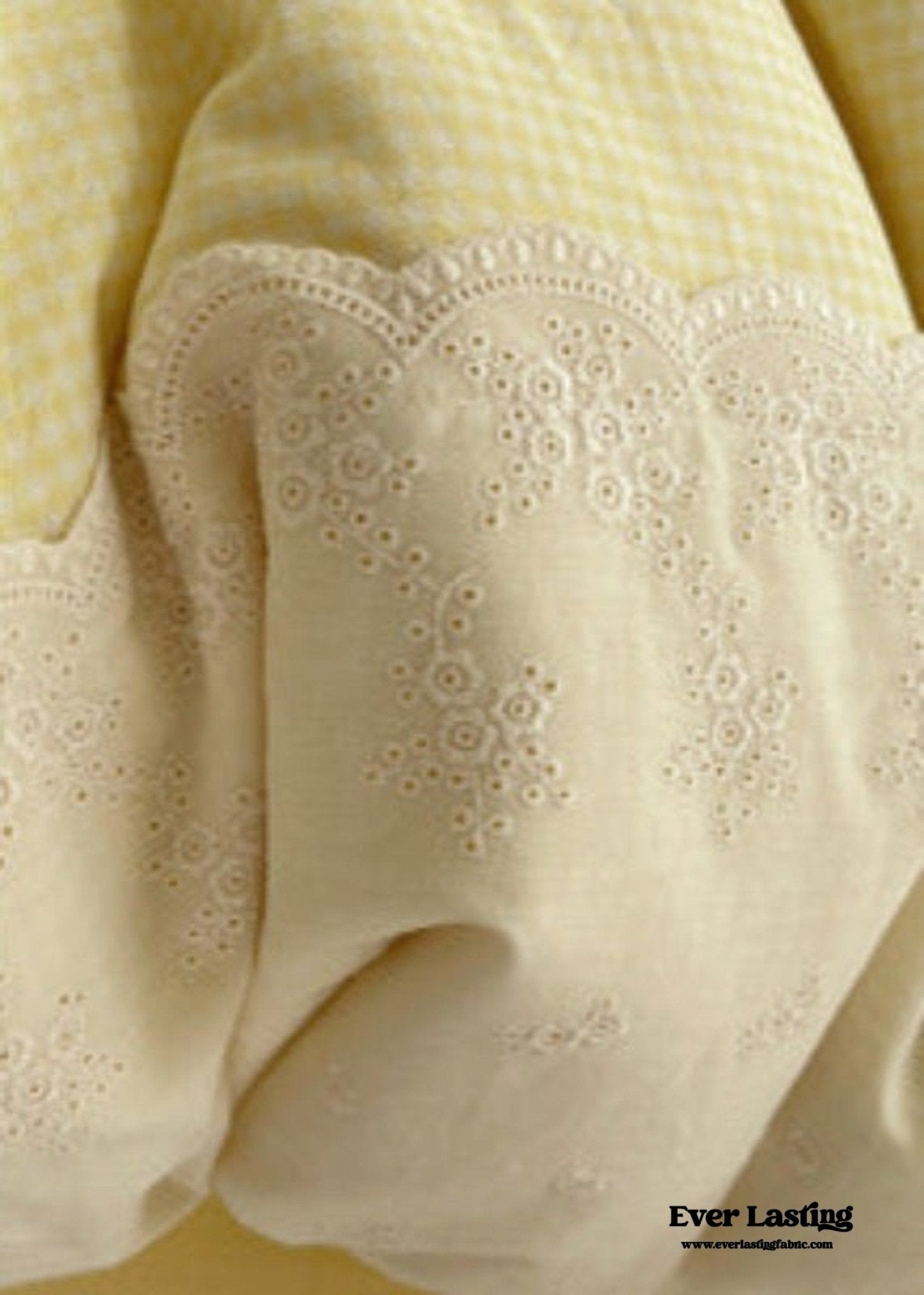 Sophia Gingham Lace Washed Cotton Bedding Set / Blue - Ever Lasting