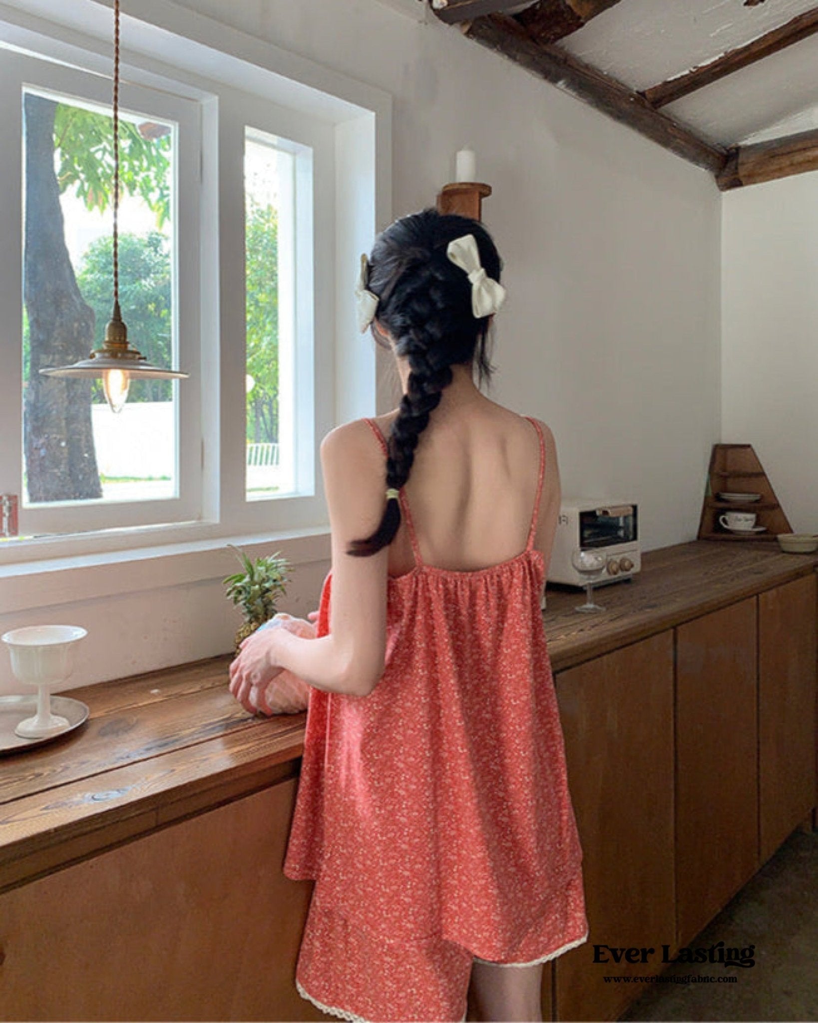 Sophie Pastoral Floral Pajama Set / Red - Ever Lasting