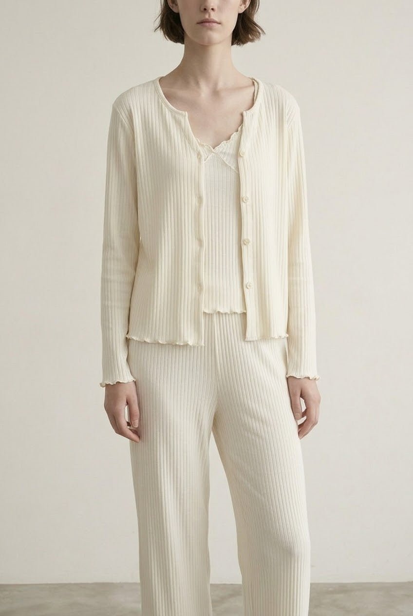 -Ever Lasting - Stardust Long-Sleeve Top Pajama Set / Beige -Pajamas -Ever Lasting