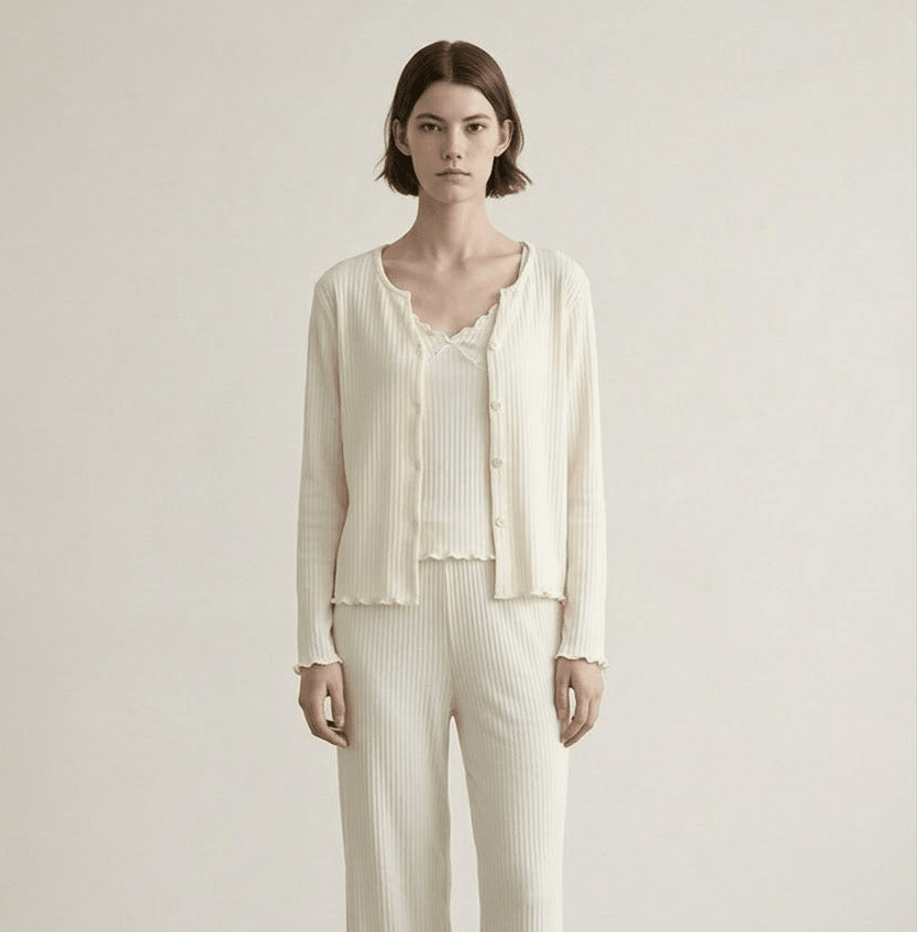-Ever Lasting - Stardust Long-Sleeve Top Pajama Set / Beige -Pajamas -Ever Lasting