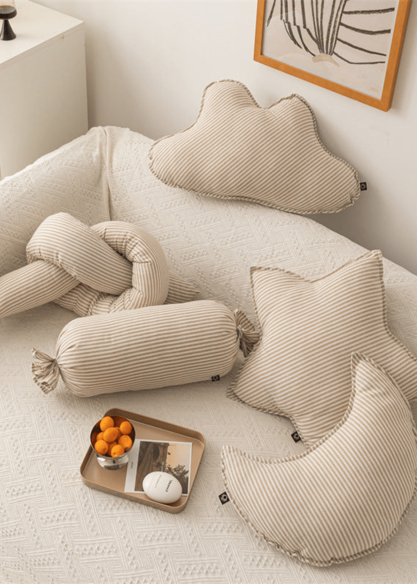 Starry Night Beige Stripe Pillow Set / Candy - Ever Lasting