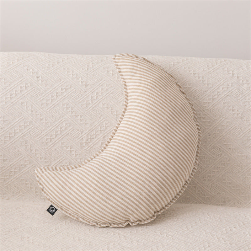 Starry Night Beige Stripe Pillow Set / Twist Moon