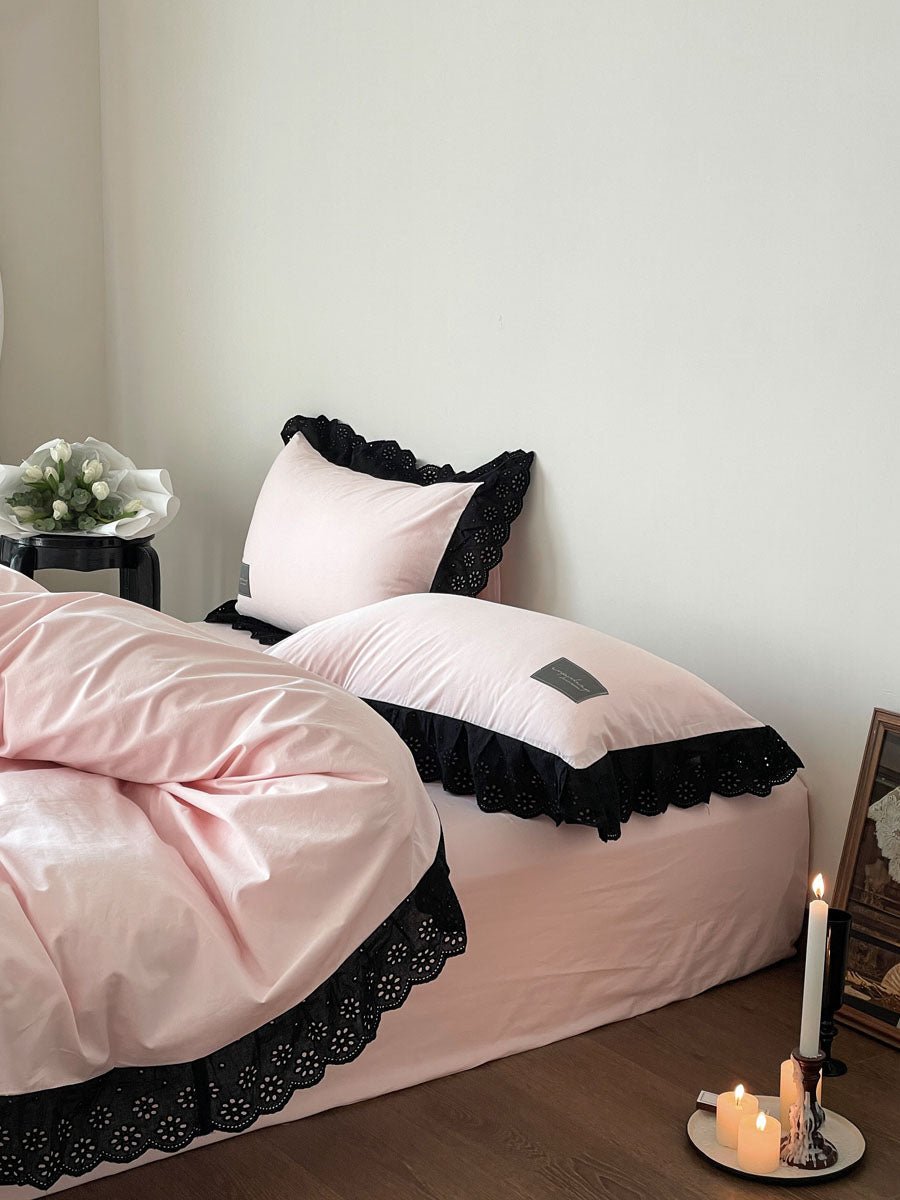  - Ever Lasting - Strawberry Black Lace Ruffle Bedding Bundle - Bedding Bundle - Ever Lasting