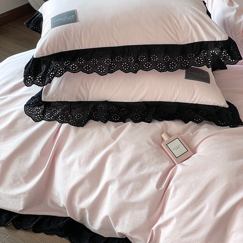 - Ever Lasting - Strawberry Black Lace Ruffle Bedding Bundle - Bedding Bundle - Ever Lasting