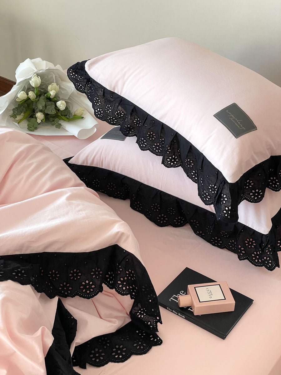  - Ever Lasting - Strawberry Black Lace Ruffle Bedding Bundle - Bedding Bundle - Ever Lasting