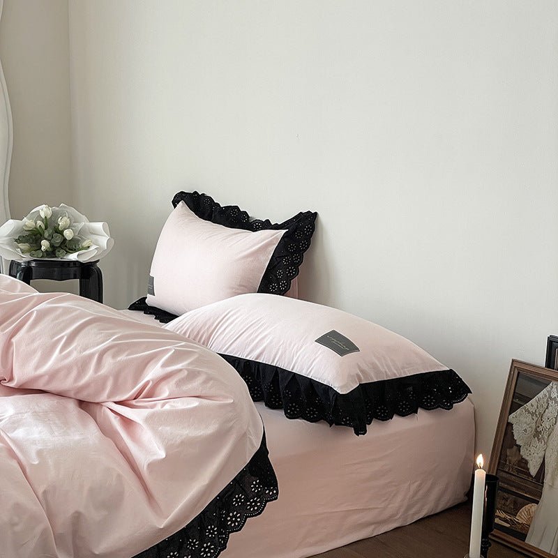  - Ever Lasting - Strawberry Black Lace Ruffle Bedding Bundle - Bedding Bundle - Ever Lasting