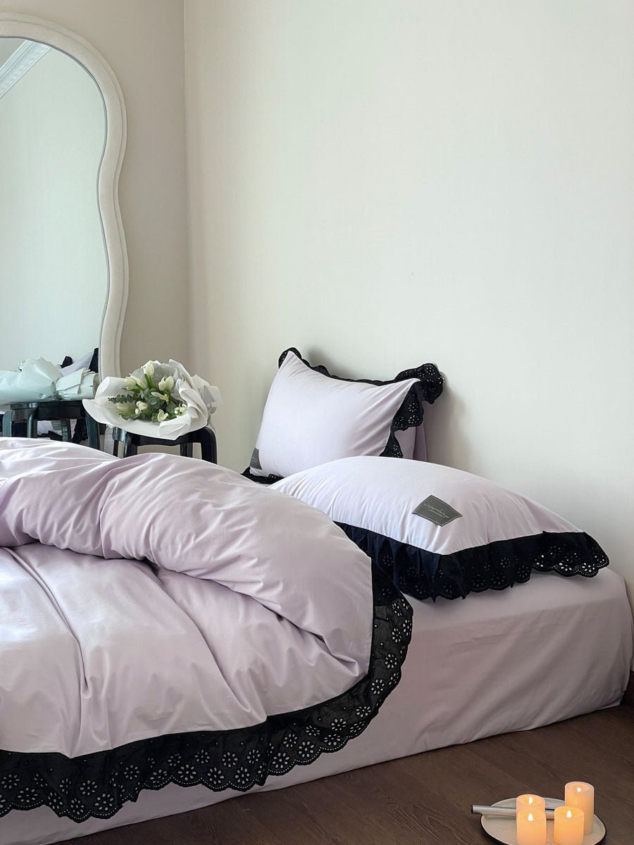  - Ever Lasting - Strawberry Black Lace Ruffle Bedding Set - Bedding Set - Ever Lasting