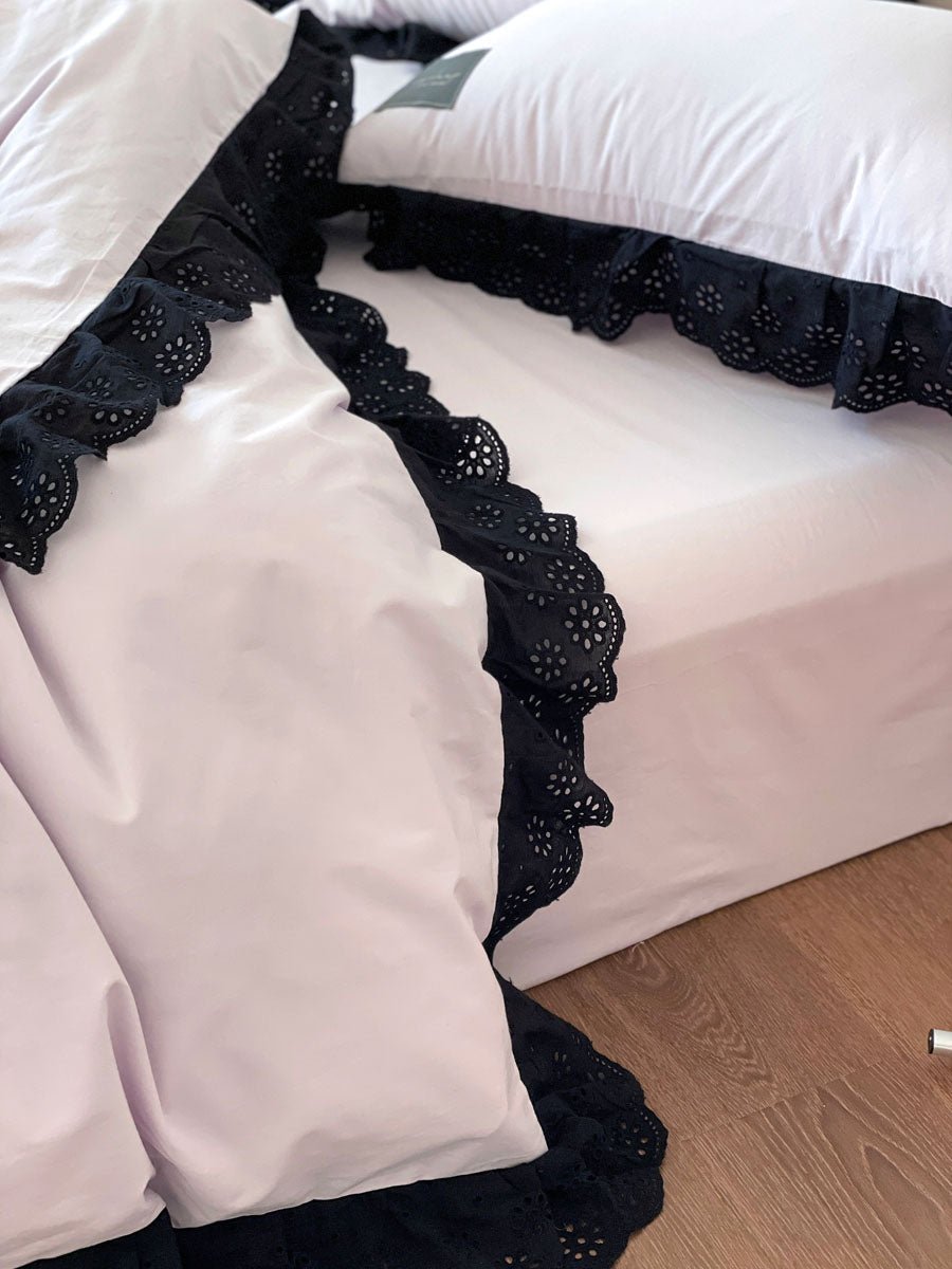  - Ever Lasting - Strawberry Black Lace Ruffle Bedding Set - Bedding Set - Ever Lasting