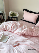 Strawberry Black Lace Ruffle Bedding Set / Pink