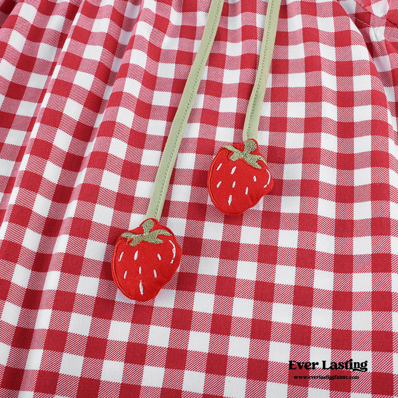 Strawberry Red Gingham Pajama Dress Pajamas