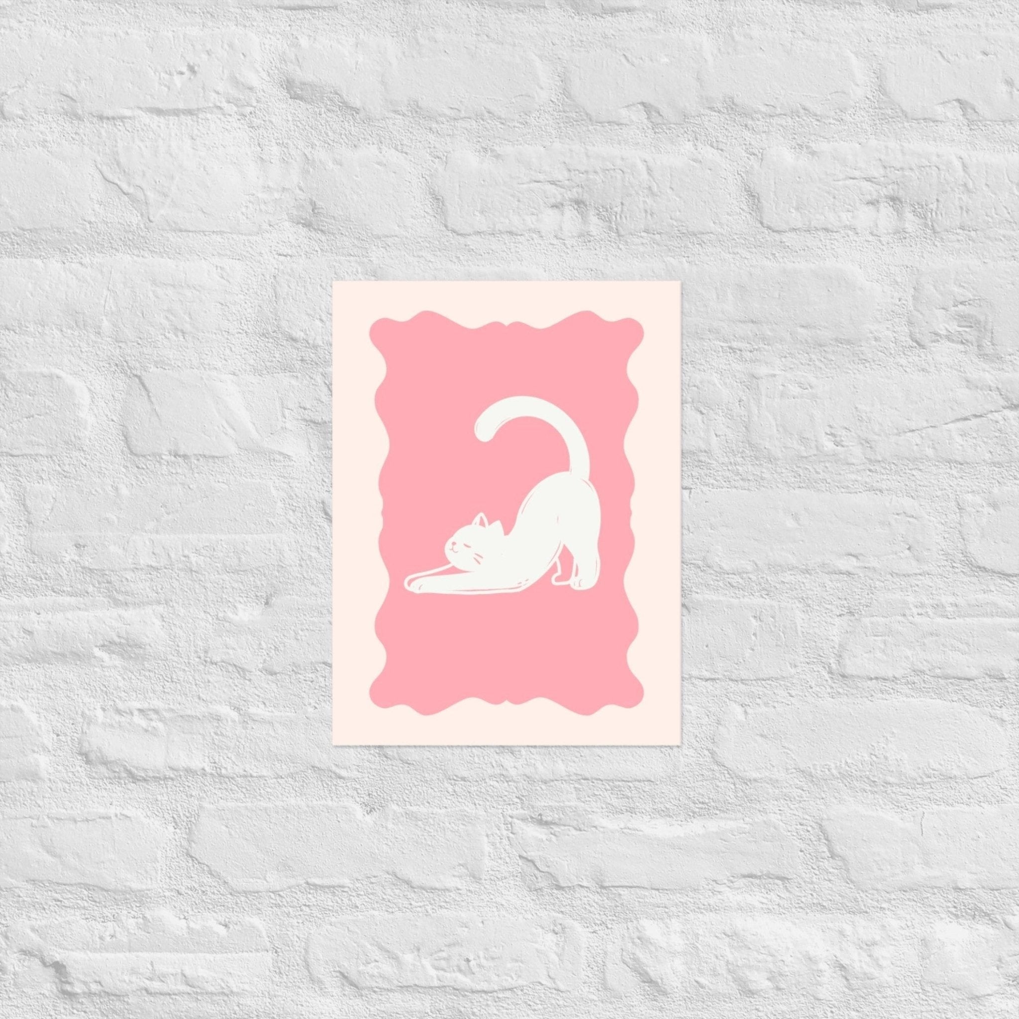 “Stretchy Cat” Pink Yoga Kitty Poster - Ever Lasting