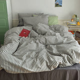 Stripe Bedding Set / Orange Gray Small Flat