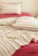 Stripe Breathable Blanket Set Blankets
