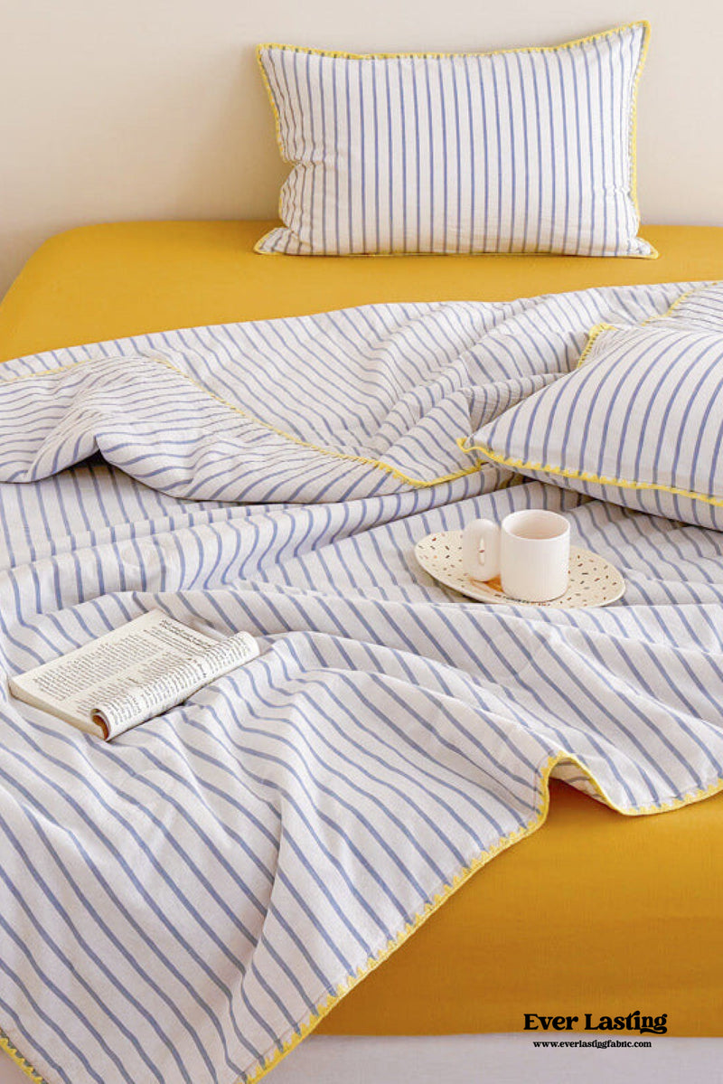 Stripe Breathable Blanket Set / Blue Blankets