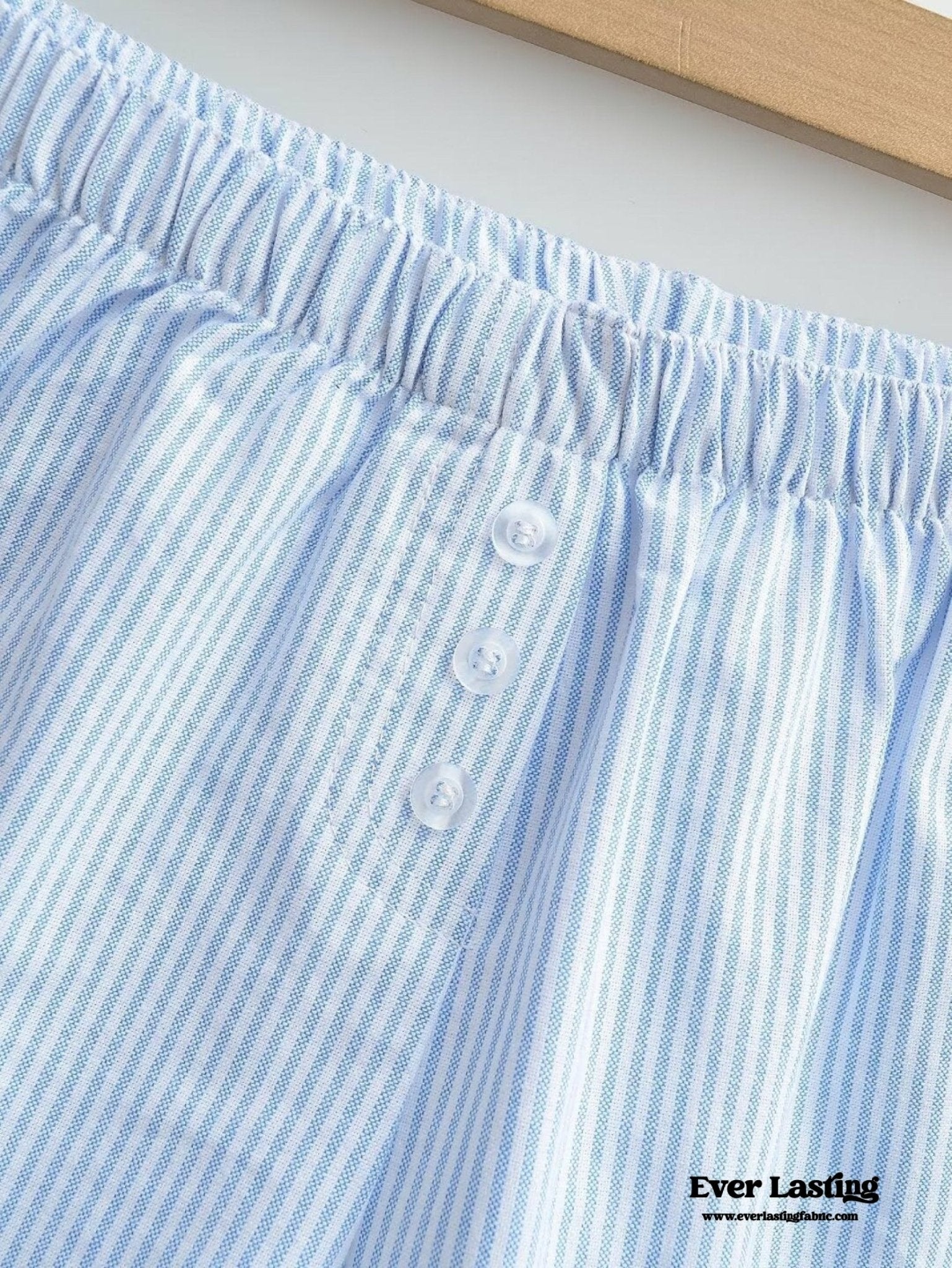 Stripe Ribbon Bow Lace Pajama Boxer Shorts / Blue - Ever Lasting