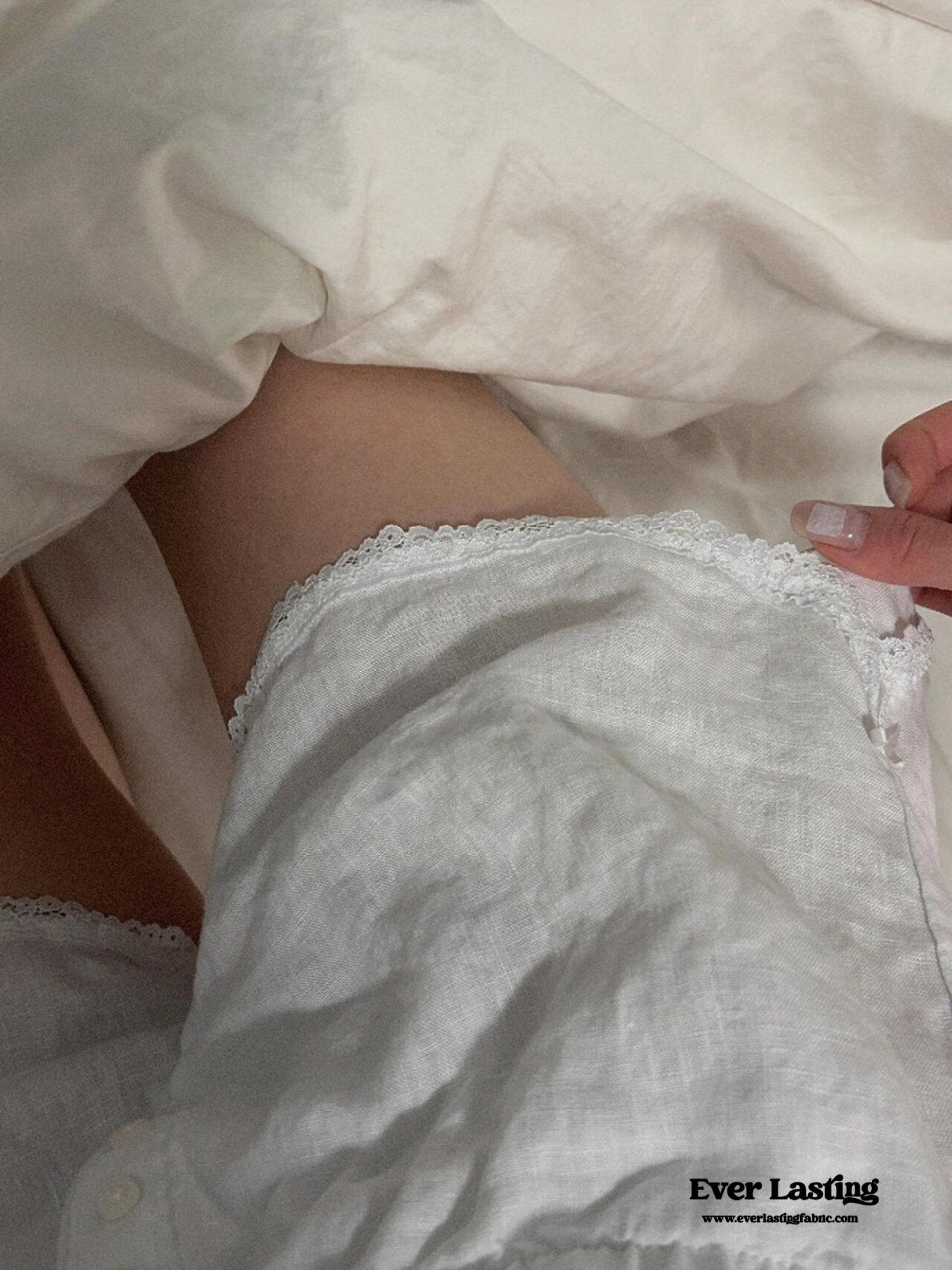 Stripe Ribbon Bow Lace Pajama Boxer Shorts / Blue - Ever Lasting